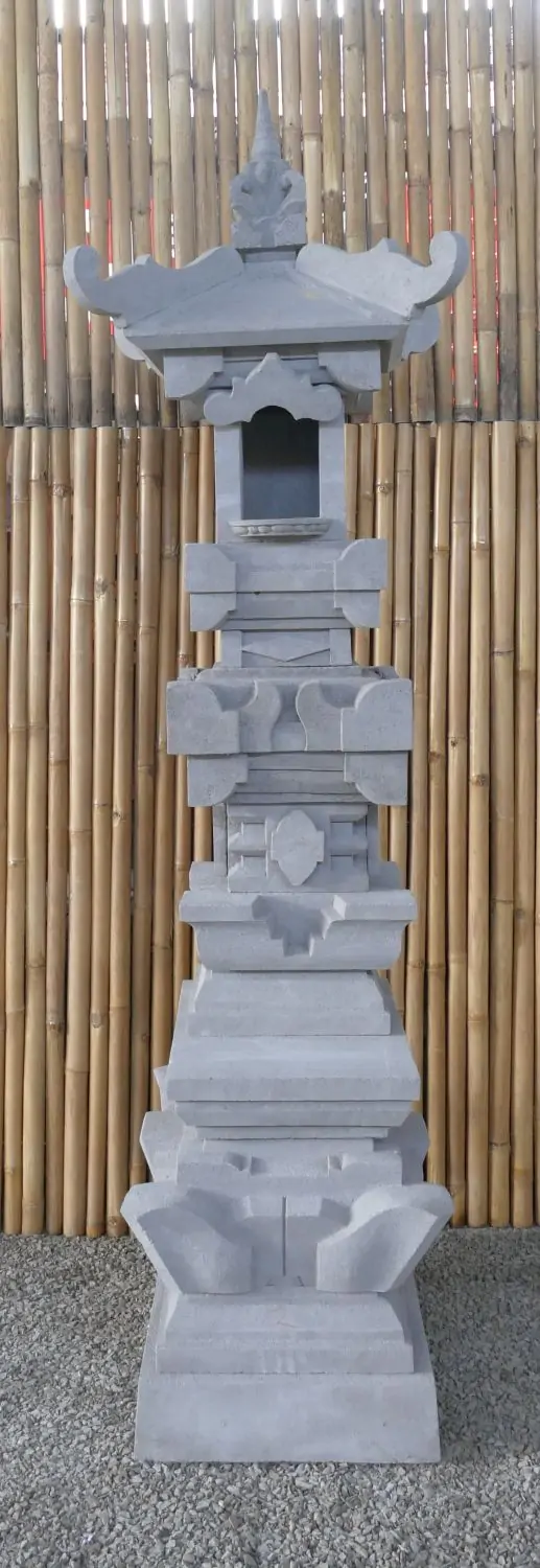  Product image 6 of the product “Balinese Temple, casted with Paras Stone, with open small temple on top, with step at bottom, 190cm. Mulitparted ”